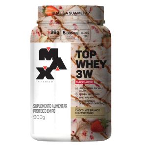 TOP WHEY 3W + SABOR MAX TITANIUM POTE 900G